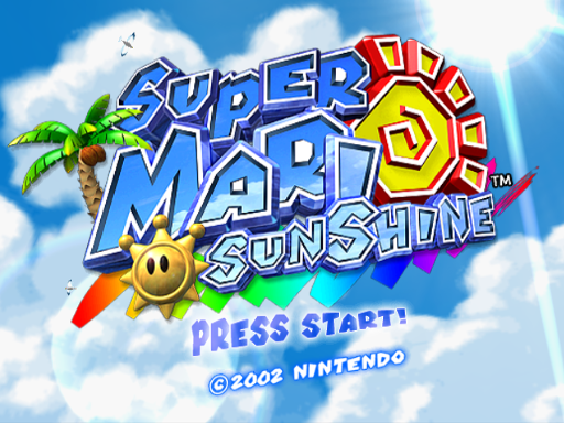 Super Mario Sunshine title screen for Gamecube